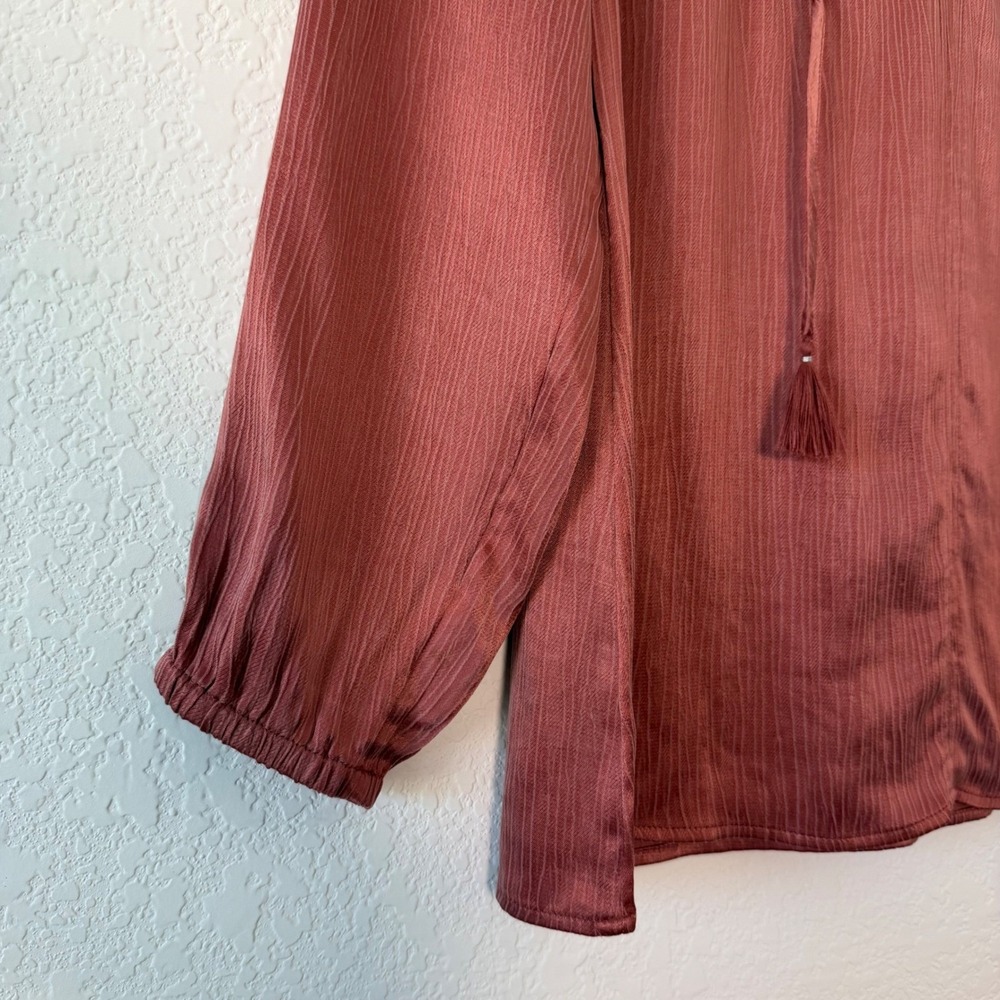 Soft Surroundings Lumi Blouse Cupro Rayon Crinkle Tassel Tie Top Small - Picture 5 of 8